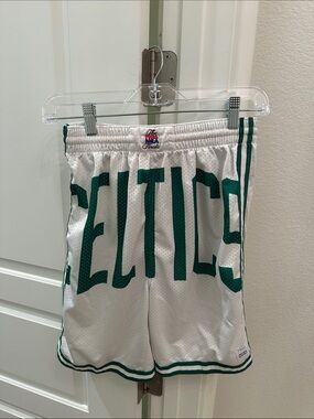 Mitchell & Ness White and Green Celtics Mesh Shorts